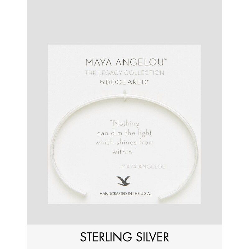Maya Angelou Legacy by Dogeared - Nothing Can Dim The Light From Within - Manchette en plaqué argent avec inscription gravée - Argenté