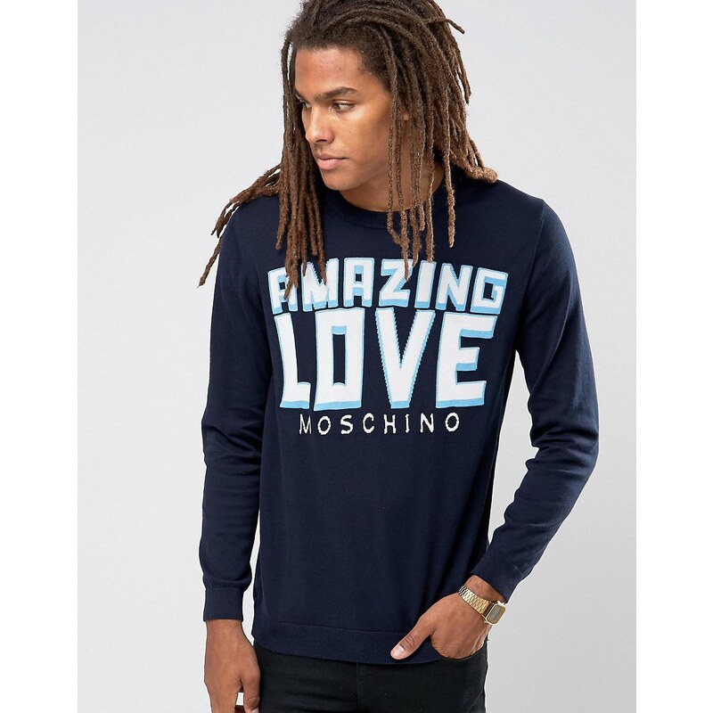 Love Moschino - Amazing - Pull avec logo - Bleu marine