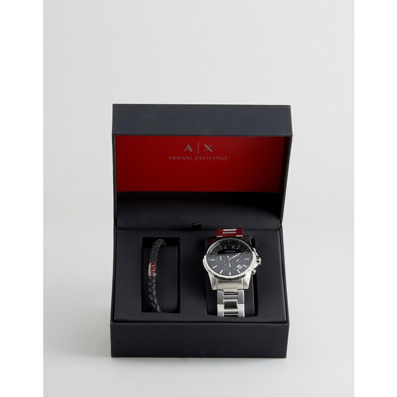Armani Exchange - Outerbanks - Coffret cadeau montre chronographe et bracelet - Argenté