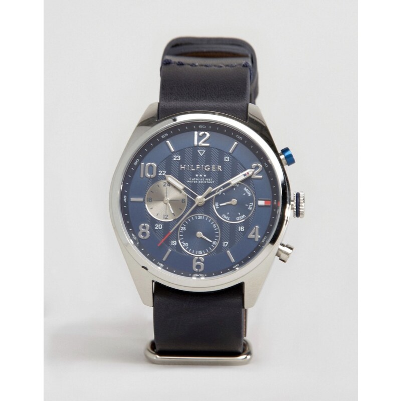 Tommy Hilfiger - 1791187 Corbin - Montre chronographe en cuir - Bleu marine - Bleu marine