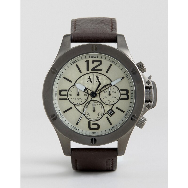 Armani Exchange - AX1519 - Montre chronographe en cuir - Marron - Marron