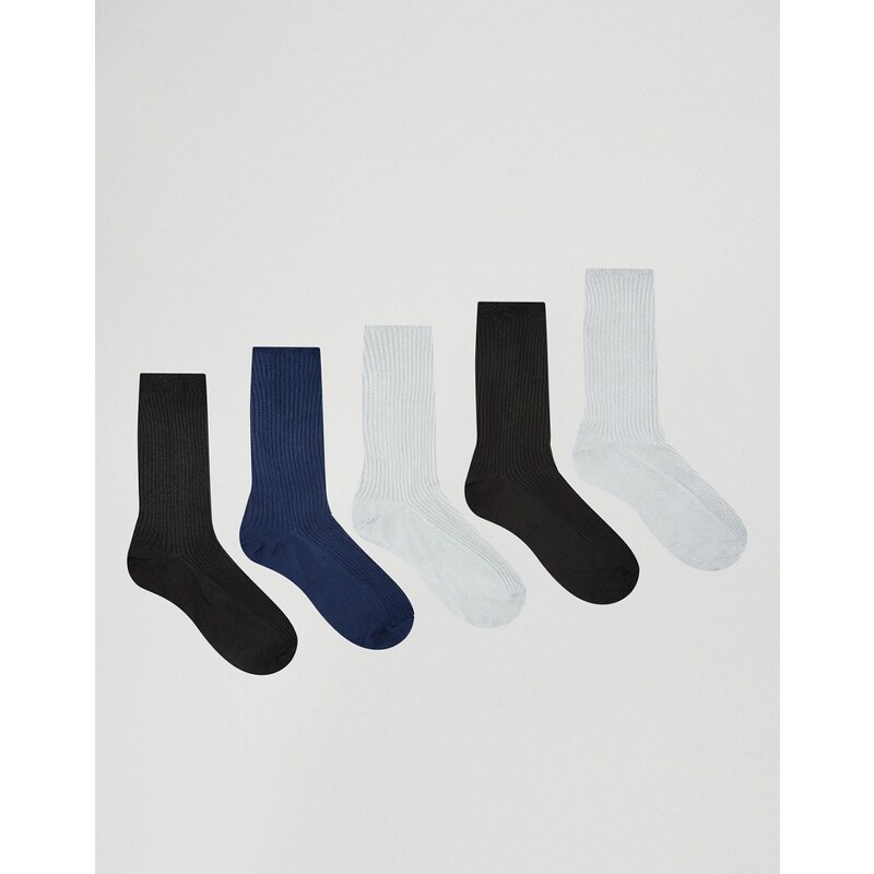 ASOS - Lot de 5 chaussettes habillées côtelées scintillantes - Multi