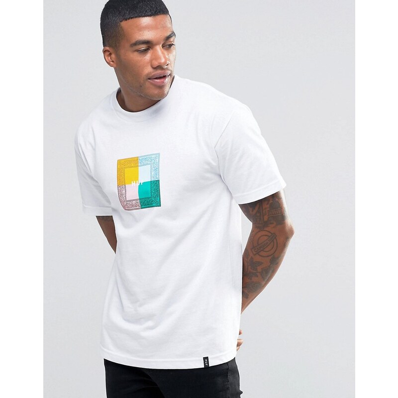 HUF - T-shirt avec logo carré à motif cachemire - Blanc