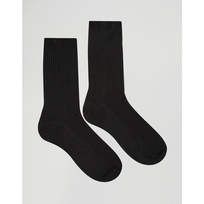 ASOS - Lot de 2 paires de chaussettes élégantes, côtelées et brillantes - Noir - Noir