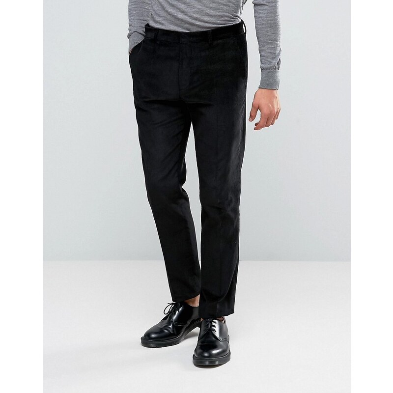 ASOS - Pantalon de costume slim en velours côtelé - Noir - Noir