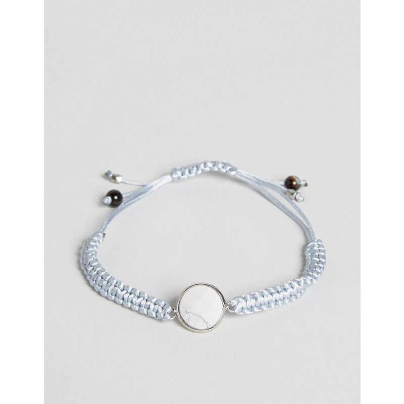 DesignB London - Bracelet en cordon avec pièce - Gris - Gris