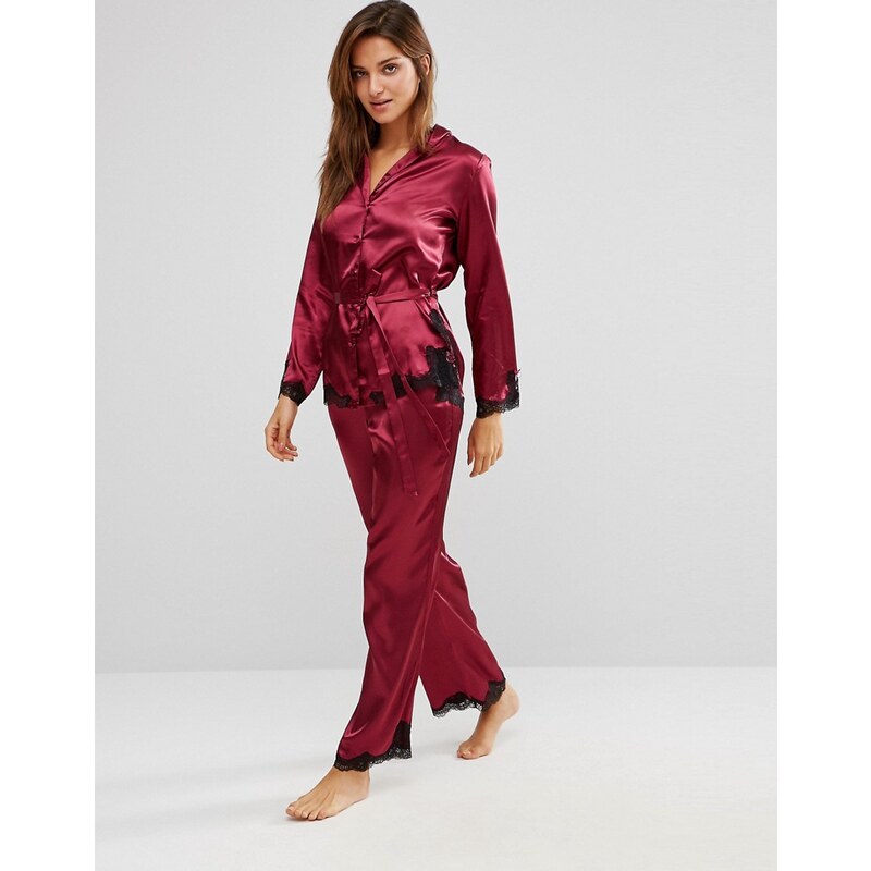 Boux Avenue - Peta - Ensemble pyjama en satin - Rouge
