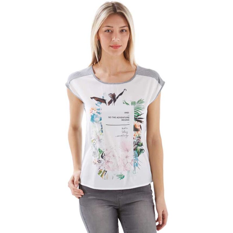 Camaïeu T-shirt bi-matière motif print