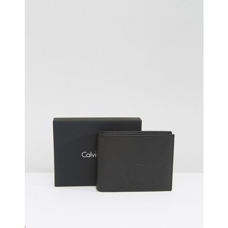 Calvin Klein - Finn 5CC - Portefeuille en cuir avec poche monnaie - Noir