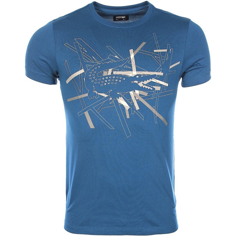 Lacoste T-shirt Homme - T-Shirt à motifs col rond bleu rabane TH9326 Ultra dry