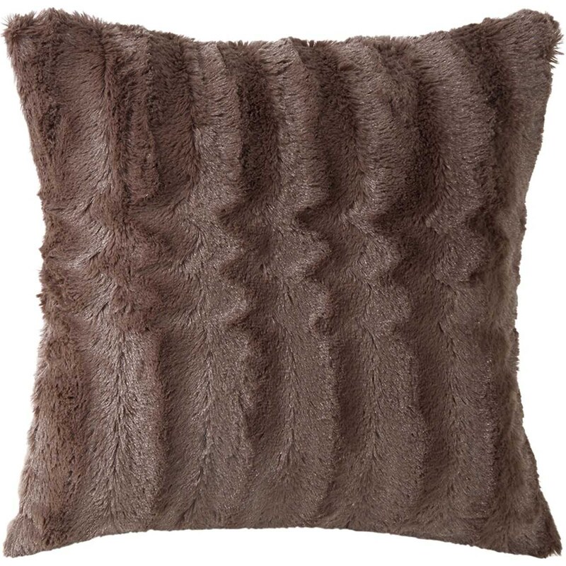 Ifilhome Grizzly - Coussin Carré Fausse Fourrure - taupe