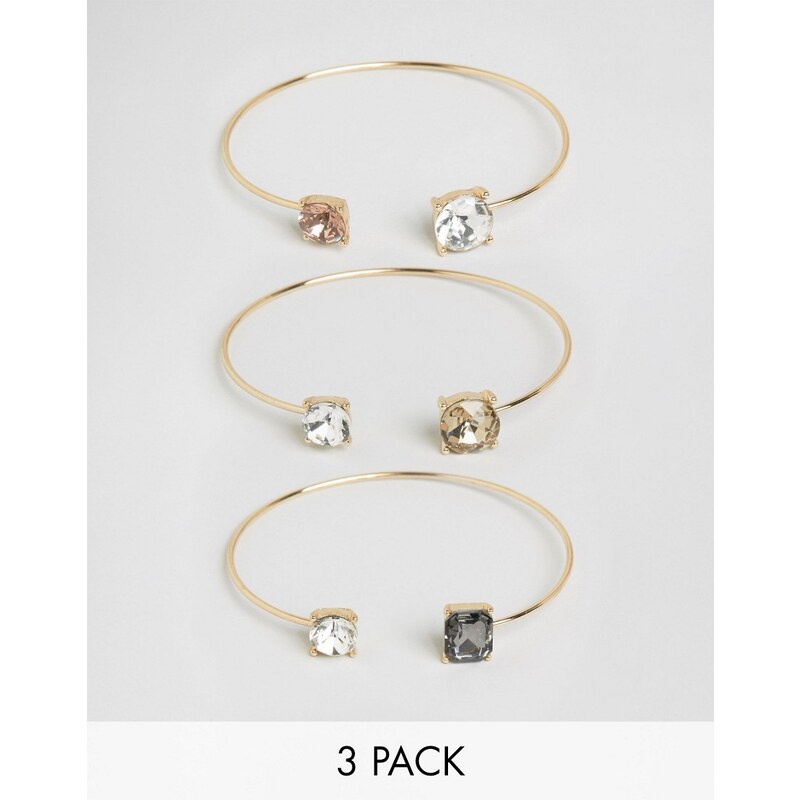 Cara Jewellery Cara NY - Lot de 3 bracelets assortis - Doré