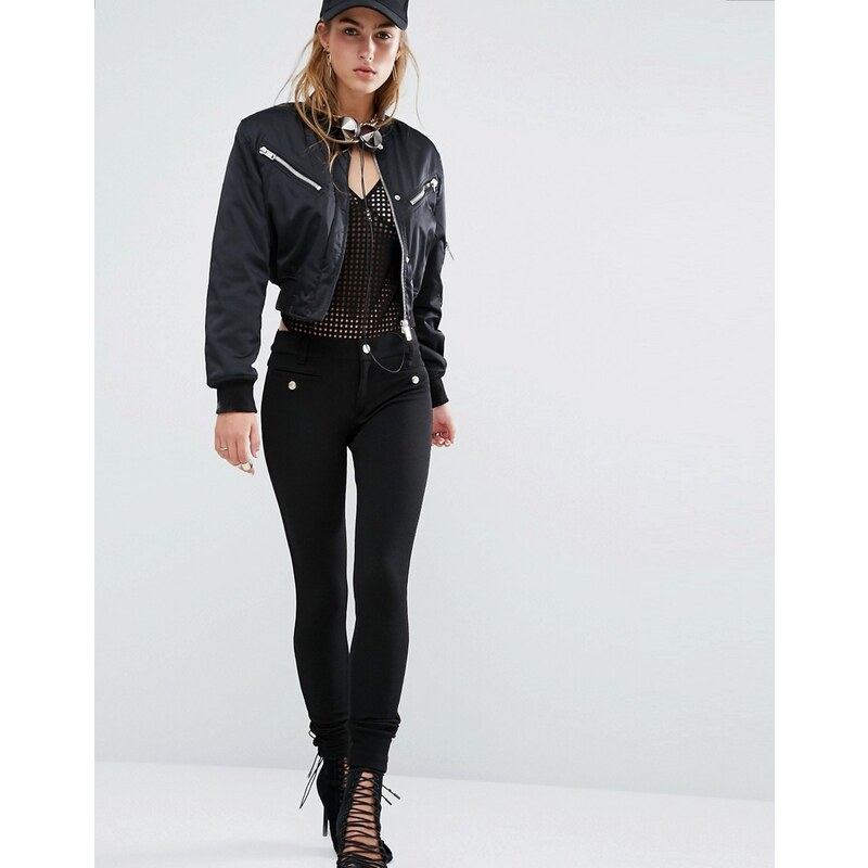 Versace Jeans - Pantalon texturé super skinny avec boutons griffés - Noir
