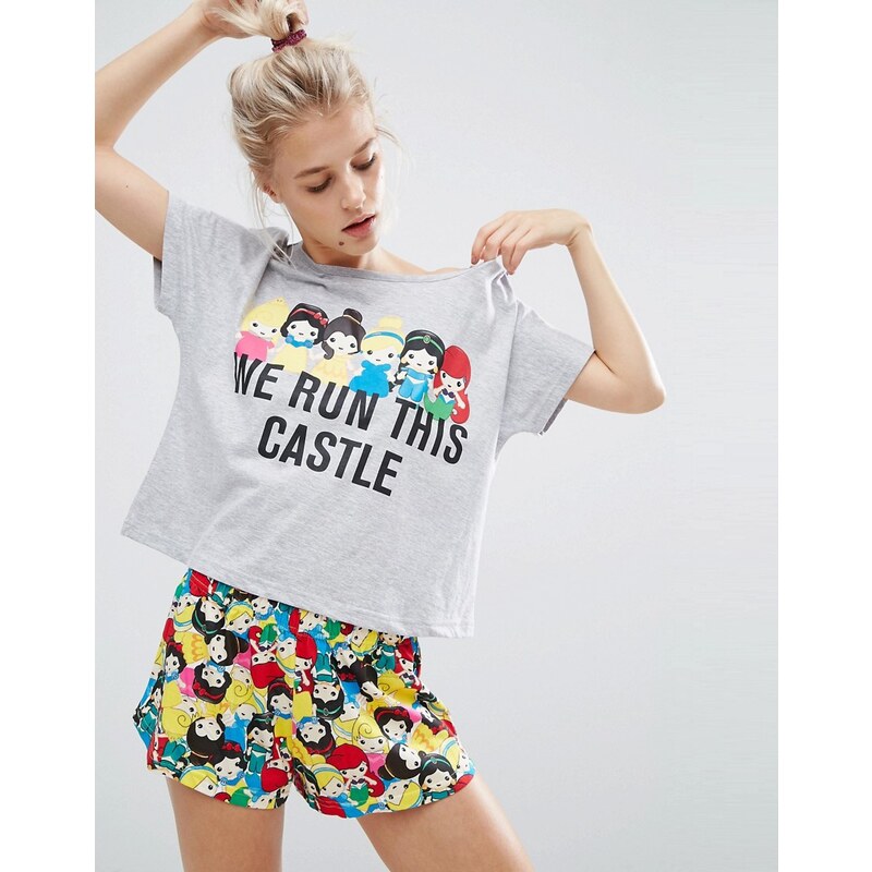 ASOS - Disney Princesses Run This Castle - Pyjama avec T-shirt et short - Multi