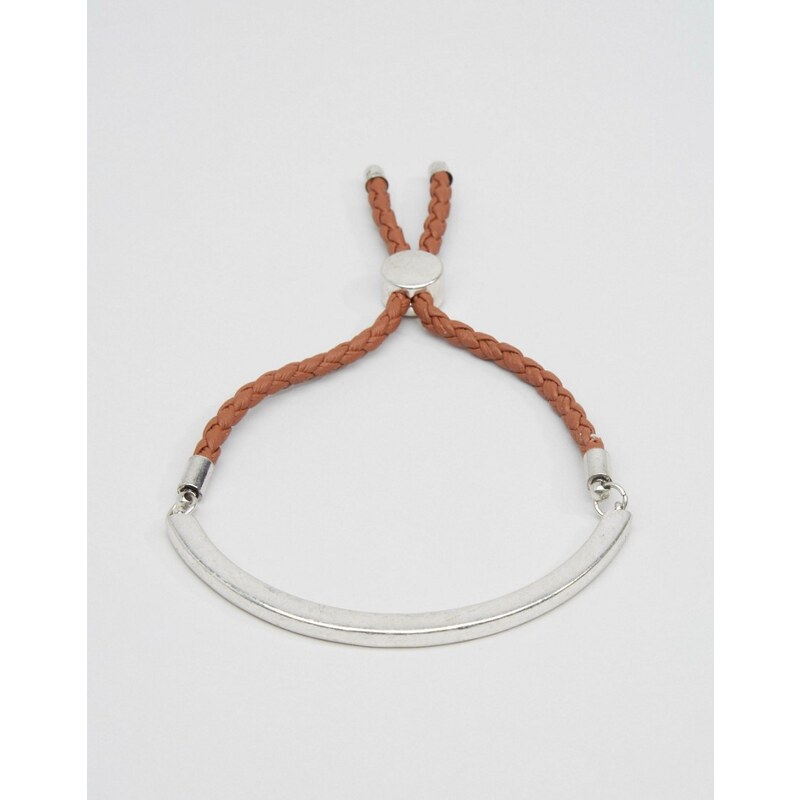 ASOS - Bracelet élégant en métal et corde - Fauve et argenté - Argenté