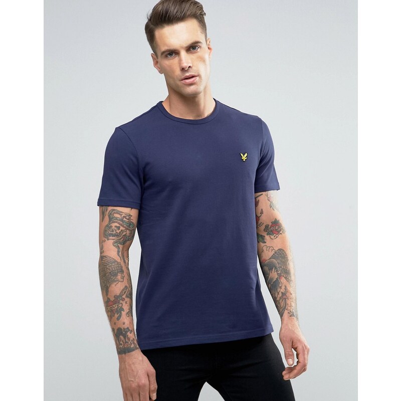 Lyle & Scott - T-shirt en piqué motif aigle - Bleu marine - Bleu marine