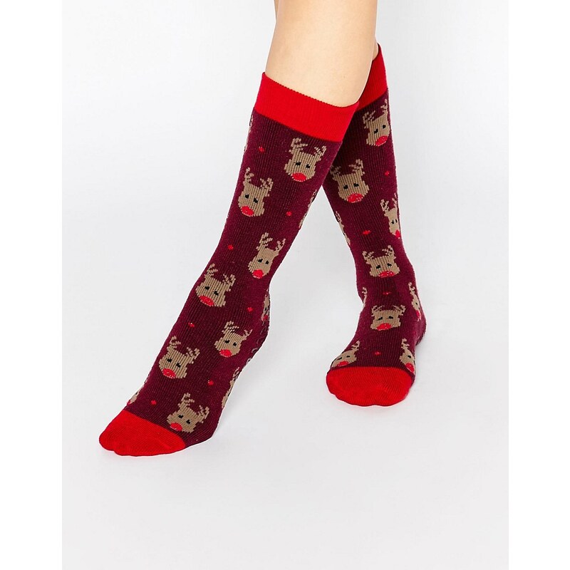 Totes - Une chaussette originale à imprimé Rudolph - Violet