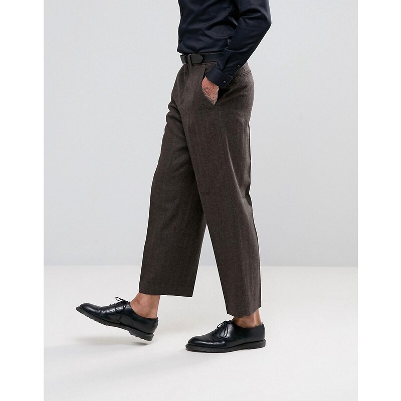 ASOS - Pantalon de costume ample à chevrons - Marron - Marron