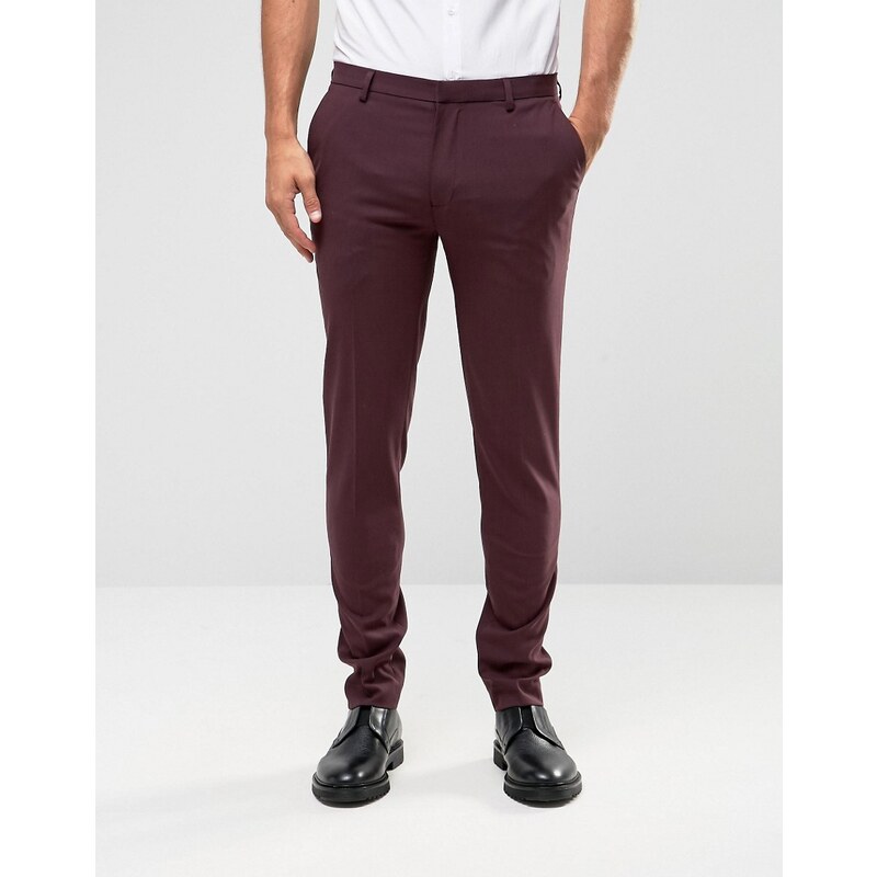 ASOS - Pantalon élégant super skinny - Bordeaux - Violet
