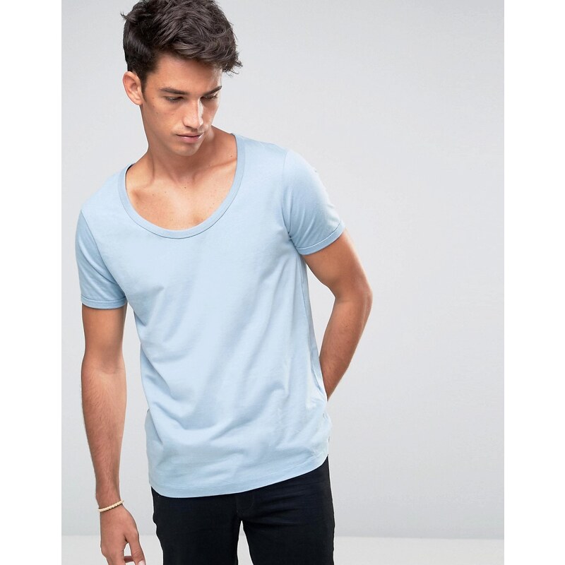 ASOS - T-shirt à large encolure dégagée - Bleu marine