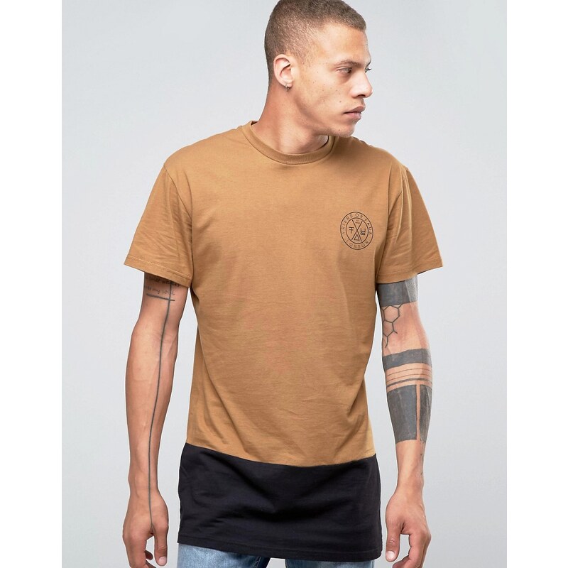 Friend Or Faux - Militia - T-shirt long avec empiècement - Marron