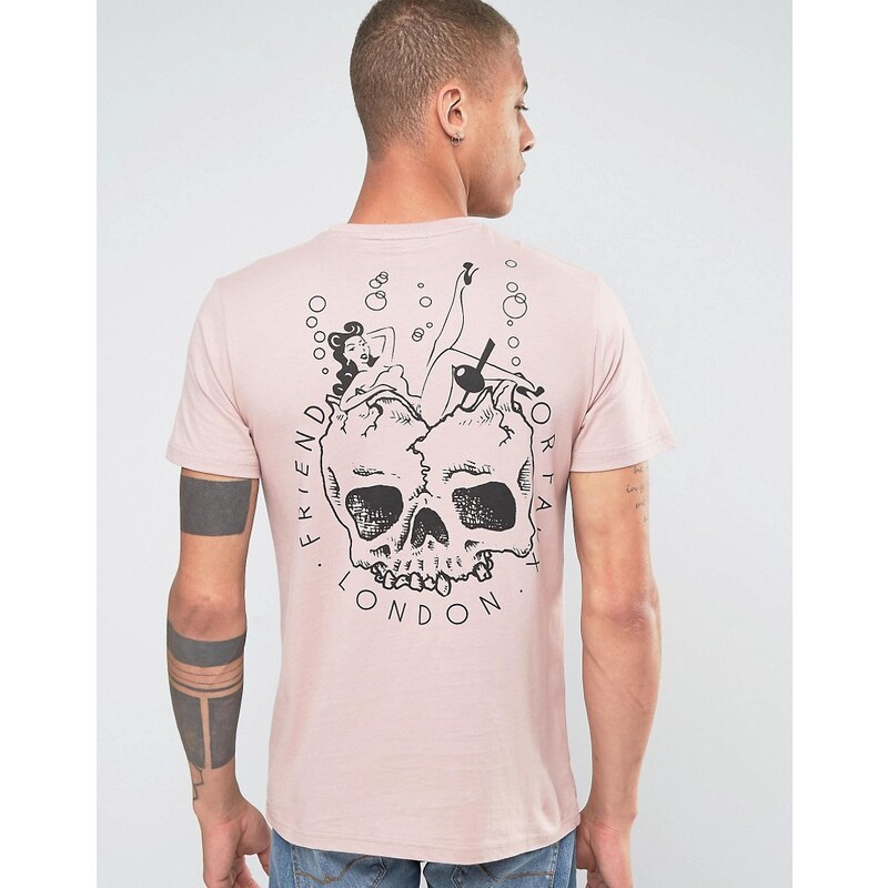 Friend or Faux - T-shirt à imprimé tête de mort au dos - Rose