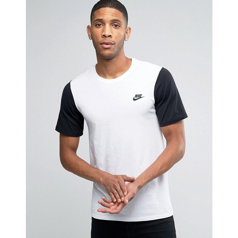 Nike - 805244-100 - T-shirt à manches contrastées - Blanc - Blanc