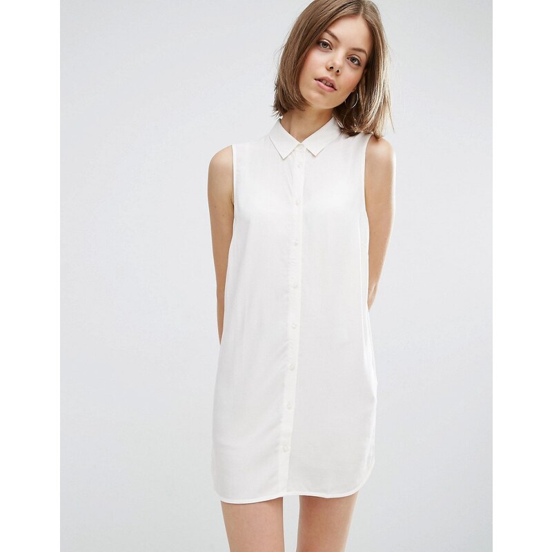 Vila - Robe chemise sans manches - Blanc