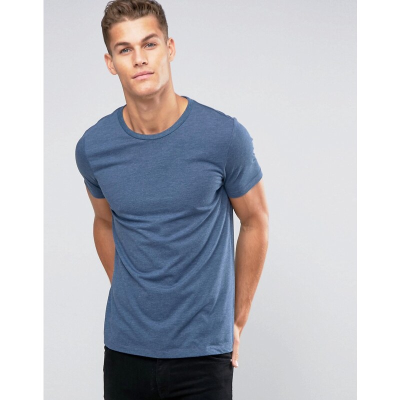ASOS - T-shirt ras du cou en jean foncé - Bleu