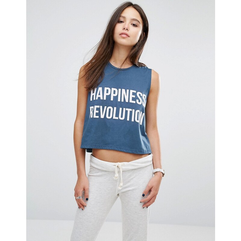 213 Apparel - Happiness Revolution - Débardeur à message - Bleu