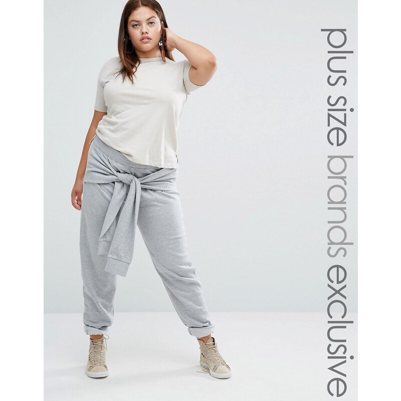 Daisy Street Plus - Pantalon de jogging avec liens à nouer à la taille - Gris