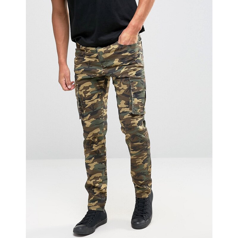 Liquor & Poker - Pantalon cargo motif camouflage - Marron - Marron