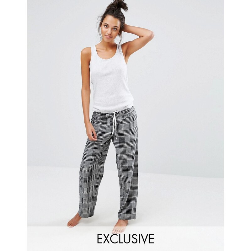 Lazy Days - Pantalon de pyjama épais à carreaux - Gris