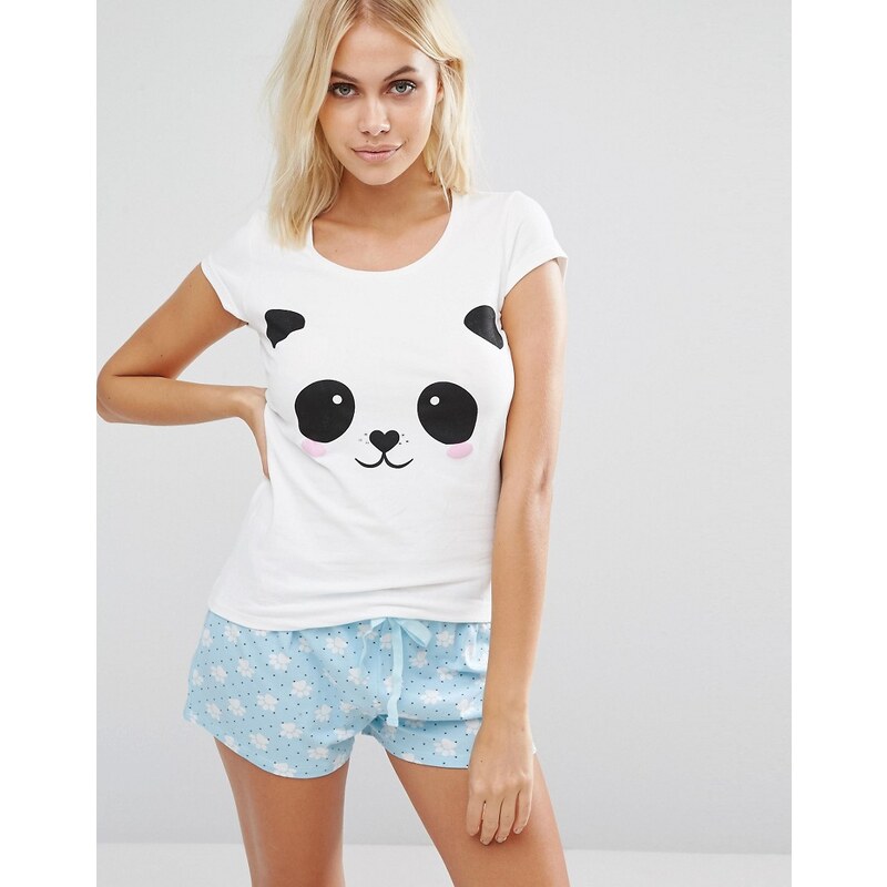 Boux Avenue - Pyjama short panda - Blanc