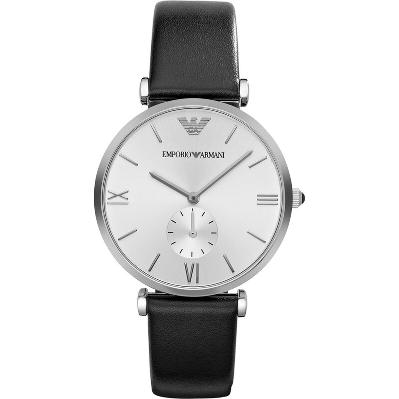 Emporio Armani Montres, Gianni T-Bar Wristwatch Leather Black/Silver en noir