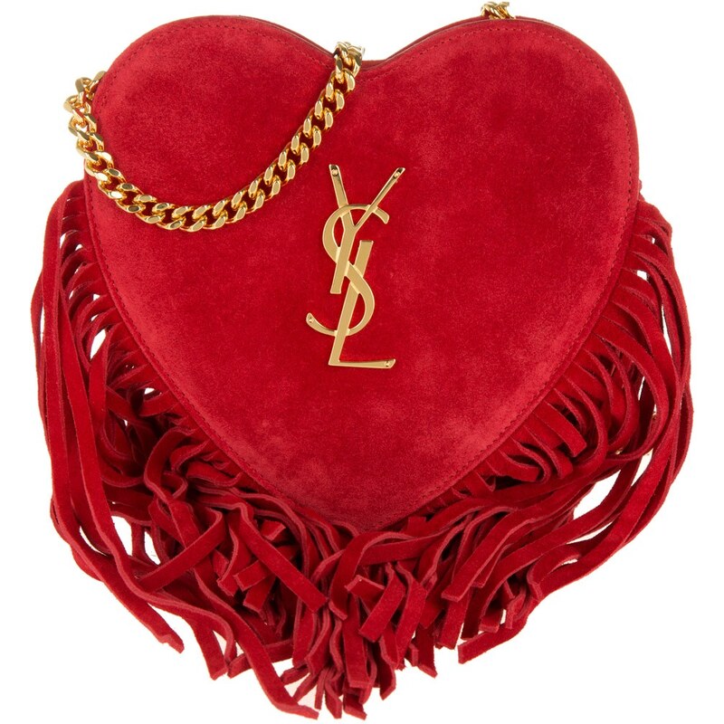 Saint Laurent Sacs à Bandoulière, YSL Fringed Love Crossbody Bag New Red en rouge