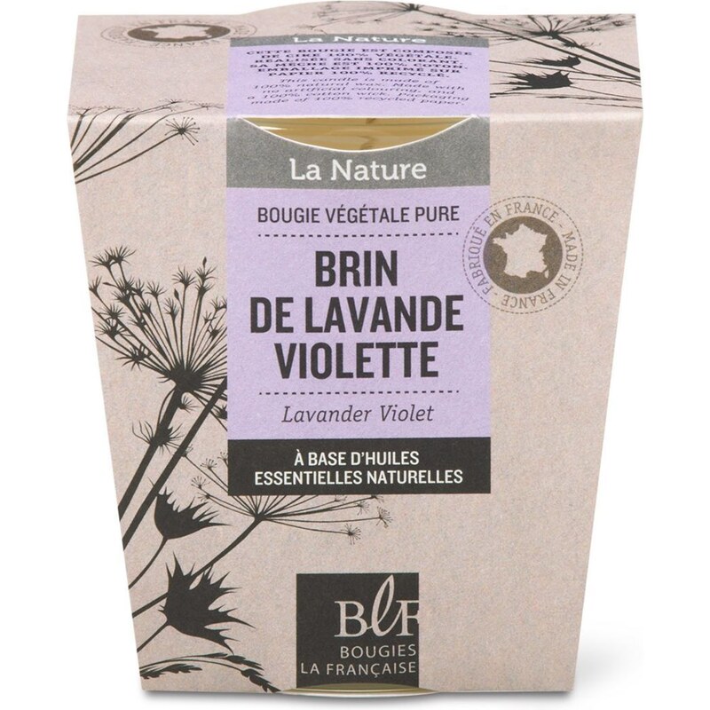 Bougies la Française Brin de lavande violette - Bougie naturelle parfumée 40 h