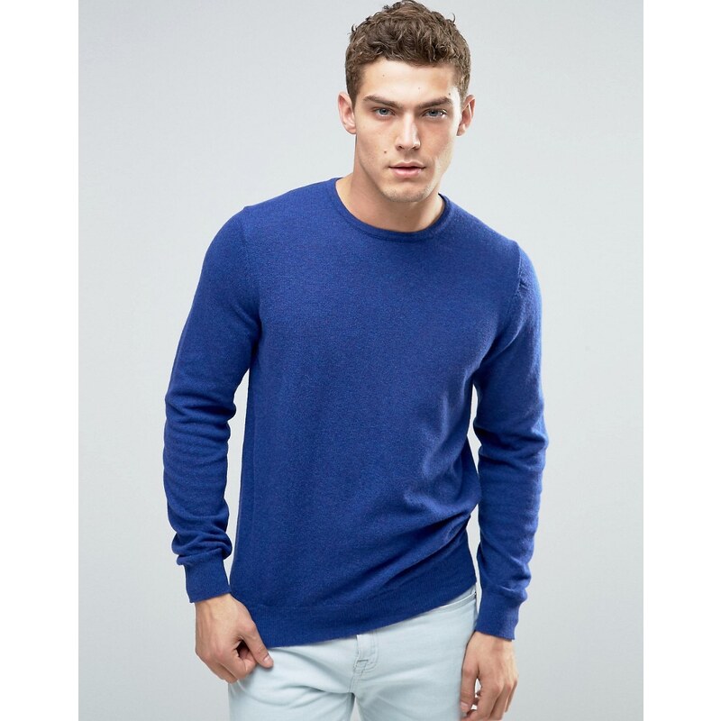 United Colors of Benetton - Pull ras de cou en laine mérinos - Bleu