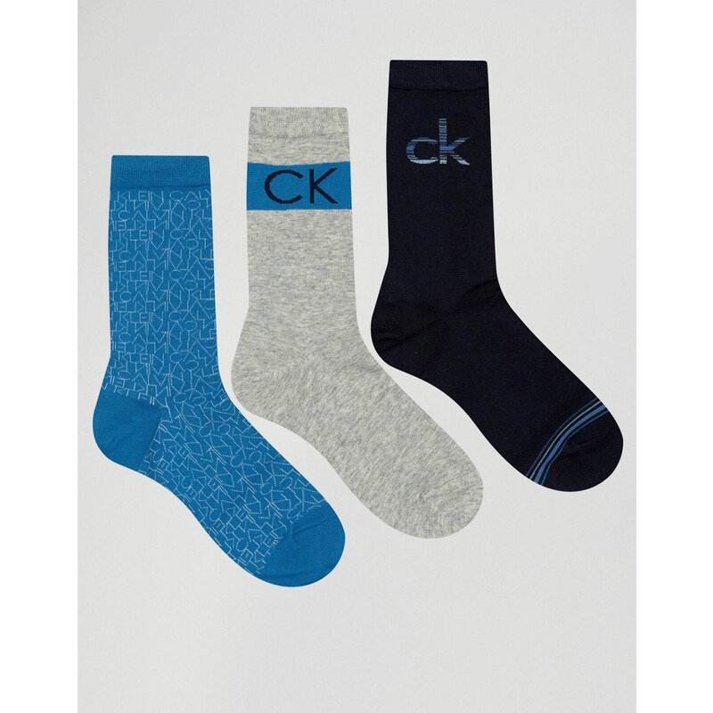 Calvin Klein - Lot de 3 paires de chaussettes avec logo dans un coffret cadeau en métal - Multi