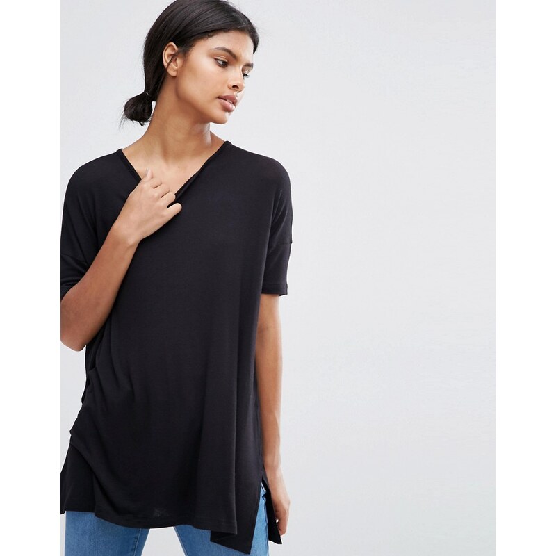 ASOS - T-shirt drapé oversize - Noir