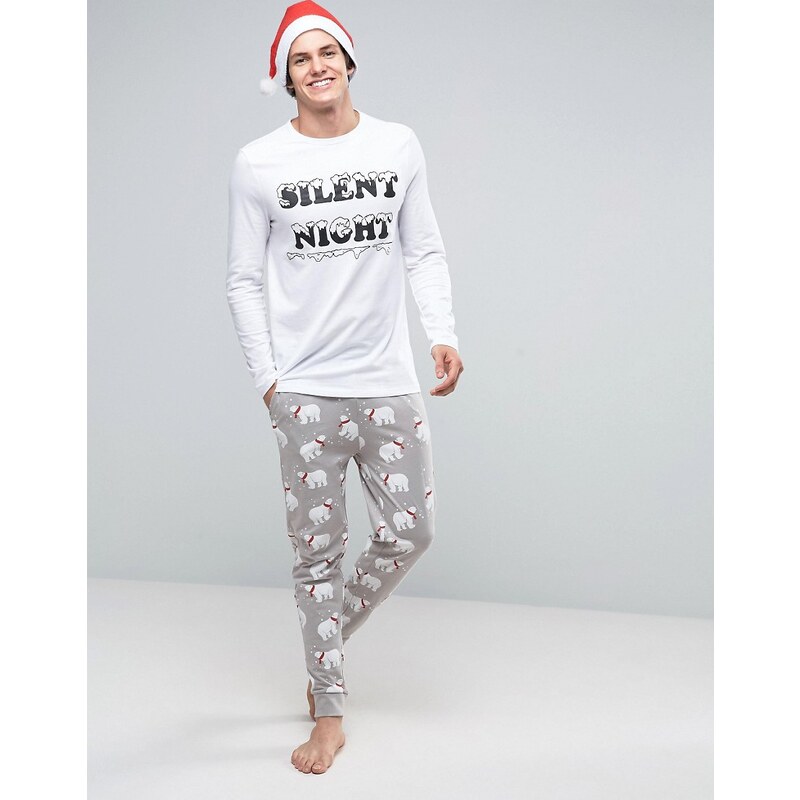 ASOS - Loungewear - Bas de pyjama de Noël à imprimé ours polaire - Noir