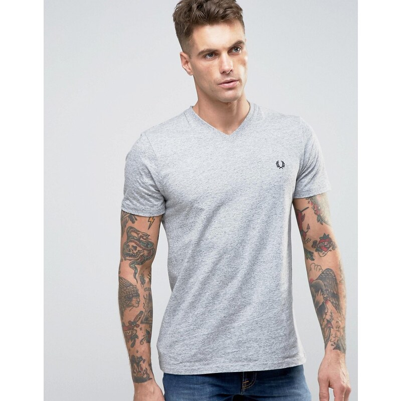 Fred Perry - T-shirt col V - Gris - Gris