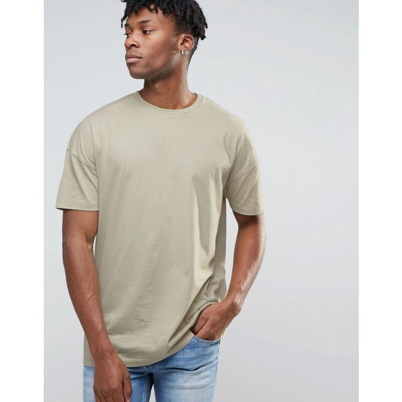 ASOS - T-shirt long oversize - Beige - Beige