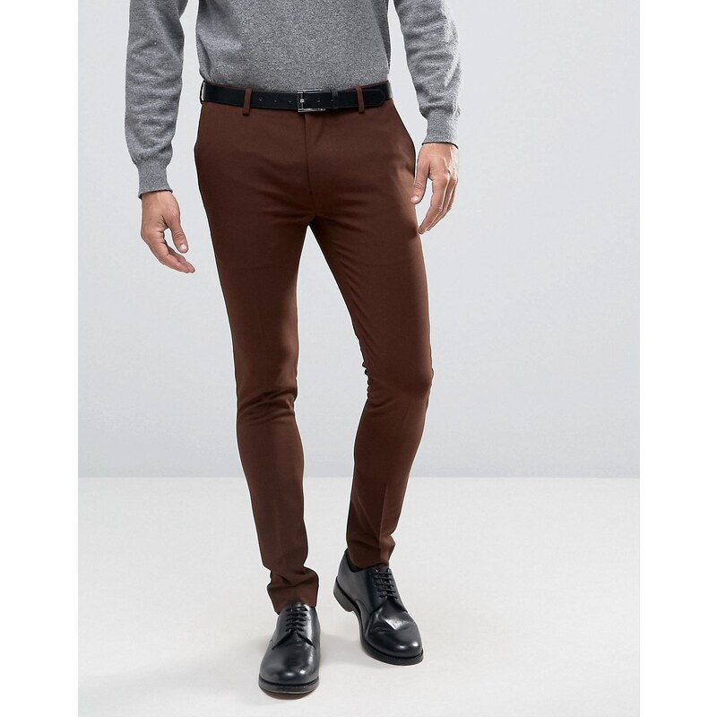 ASOS - Pantalon habillé super skinny - Marron foncé - Marron