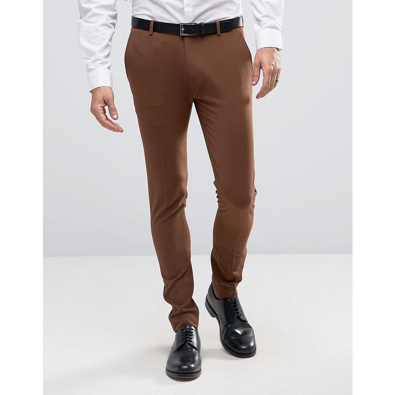ASOS - Pantalon habillé super skinny - Marron moyen - Marron