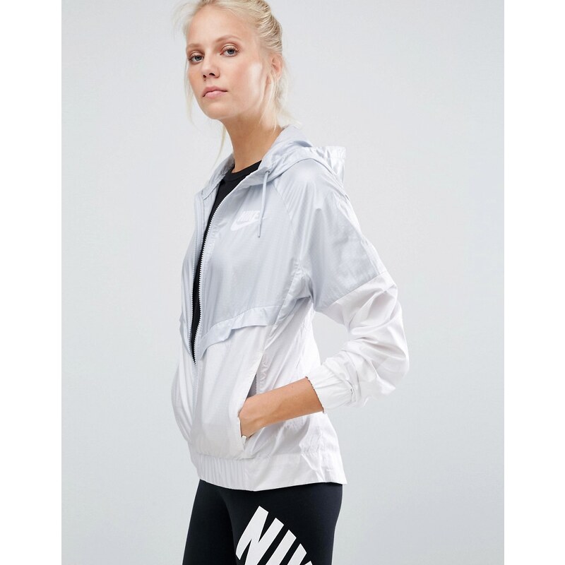 Nike - Veste coupe-vent zippée - Gris et blanc - Violet