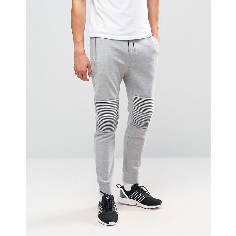 Only & Sons - Pantalon de jogging molletonné avec bas resserrés et détail aux genoux - Gris