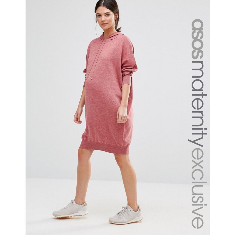 ASOS Maternity LOUNGE - Robe en maille façon sweat à capuche - Rose