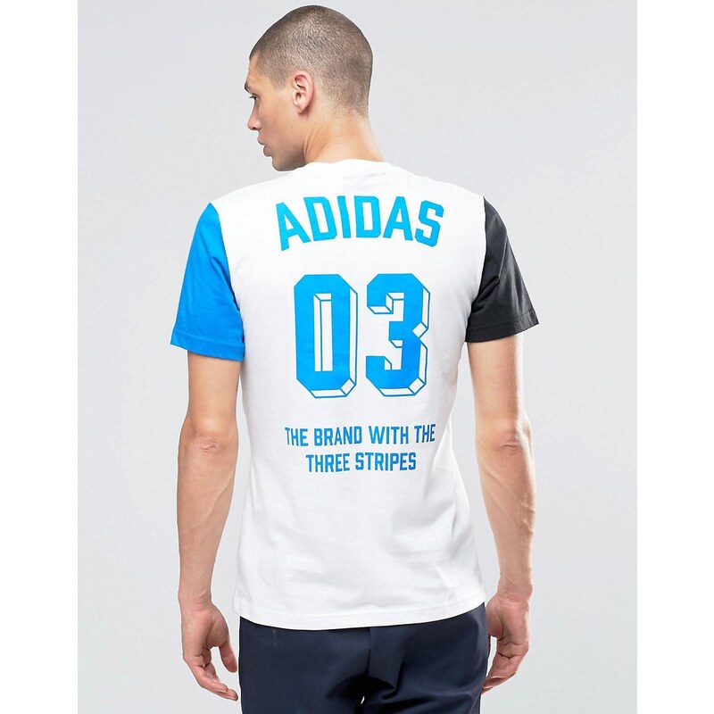 adidas Originals - AZ1049 - T-shirt à empiècements unis - Blanc - Blanc