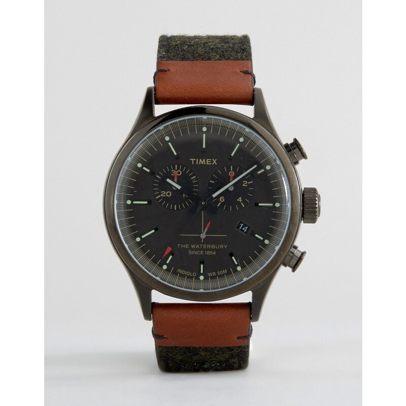 Timex - Waterbury - Montre chronographe en tweed - Gris